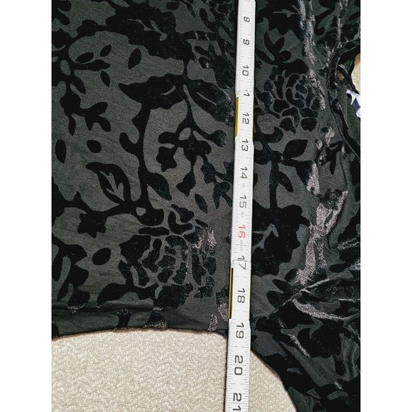 Stem & Vine velvet burnout top XL roses print sheer lace Black - Picture 10 of 13